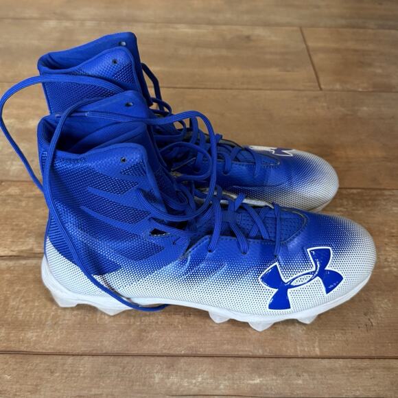 Under Armour Highlight RM Football Cleats Blue White Size 10 Mens Mid High Top - Picture 1 of 7